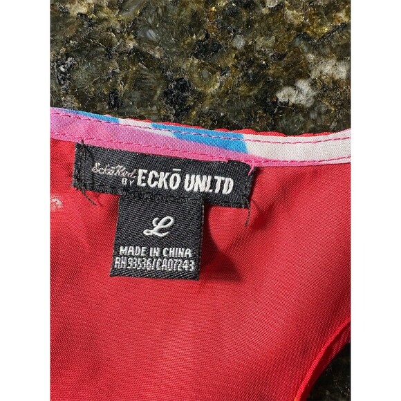 Ecko Red Womens Tank Top Size L Sheer Multicolor Abstract Print Sleeveless - Picture 7 of 10